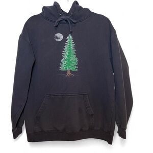 Granola Girl Pine Tree & Moon Hoodie in Navy Blue